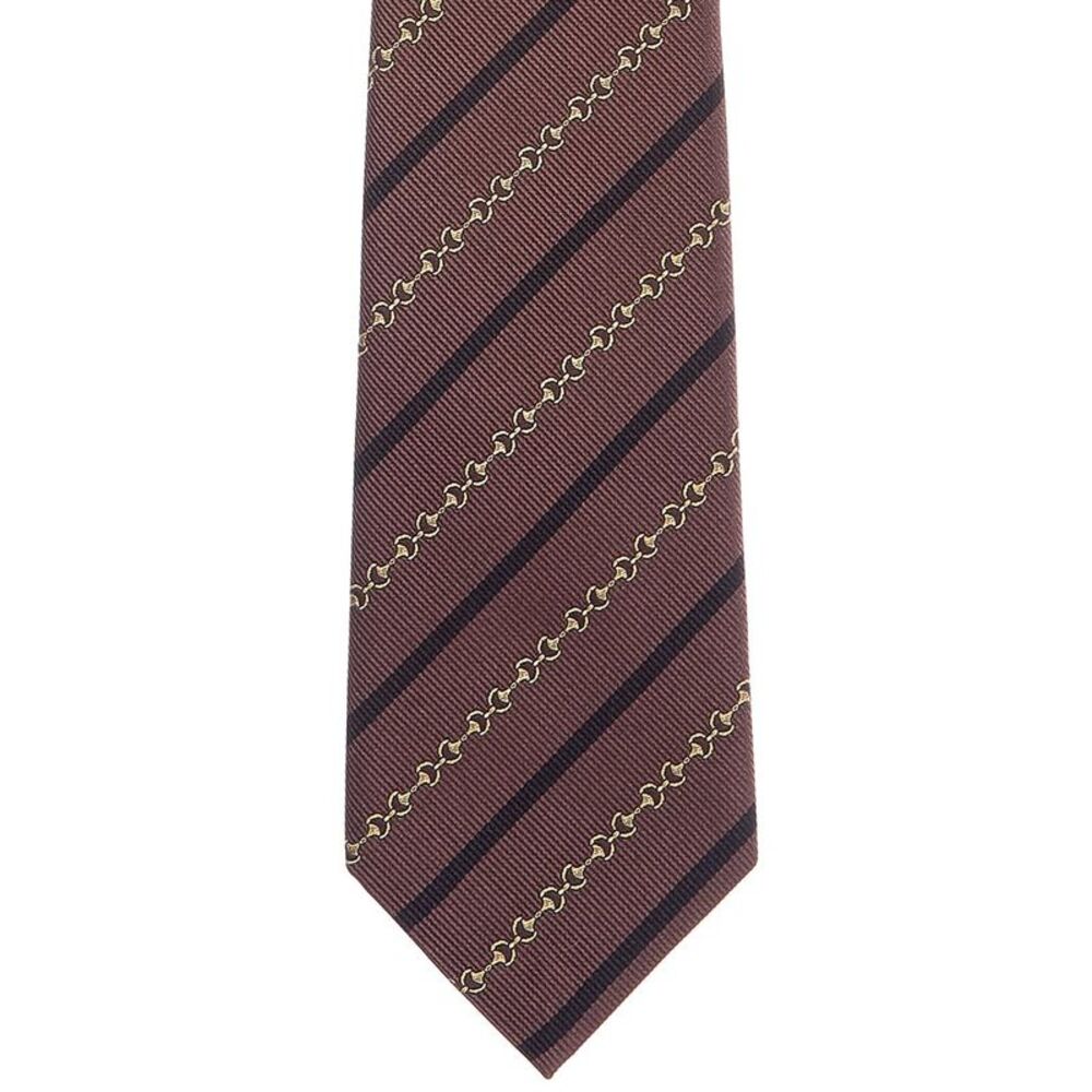 Gucci Brown Bittage Jacquard Silk Tie, Brown - Picture 2 of 3